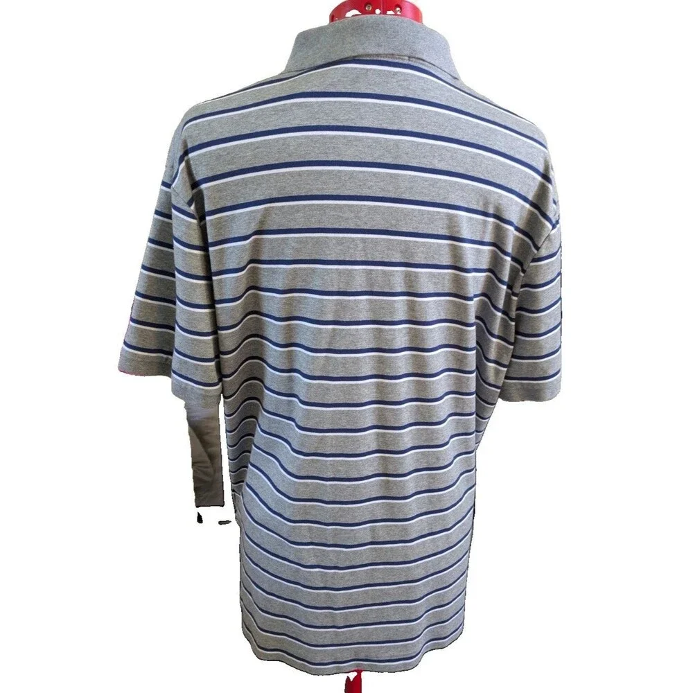 Polo Ralph Lauren Men’s Blue, Gray, And White Striped Polo Size Large